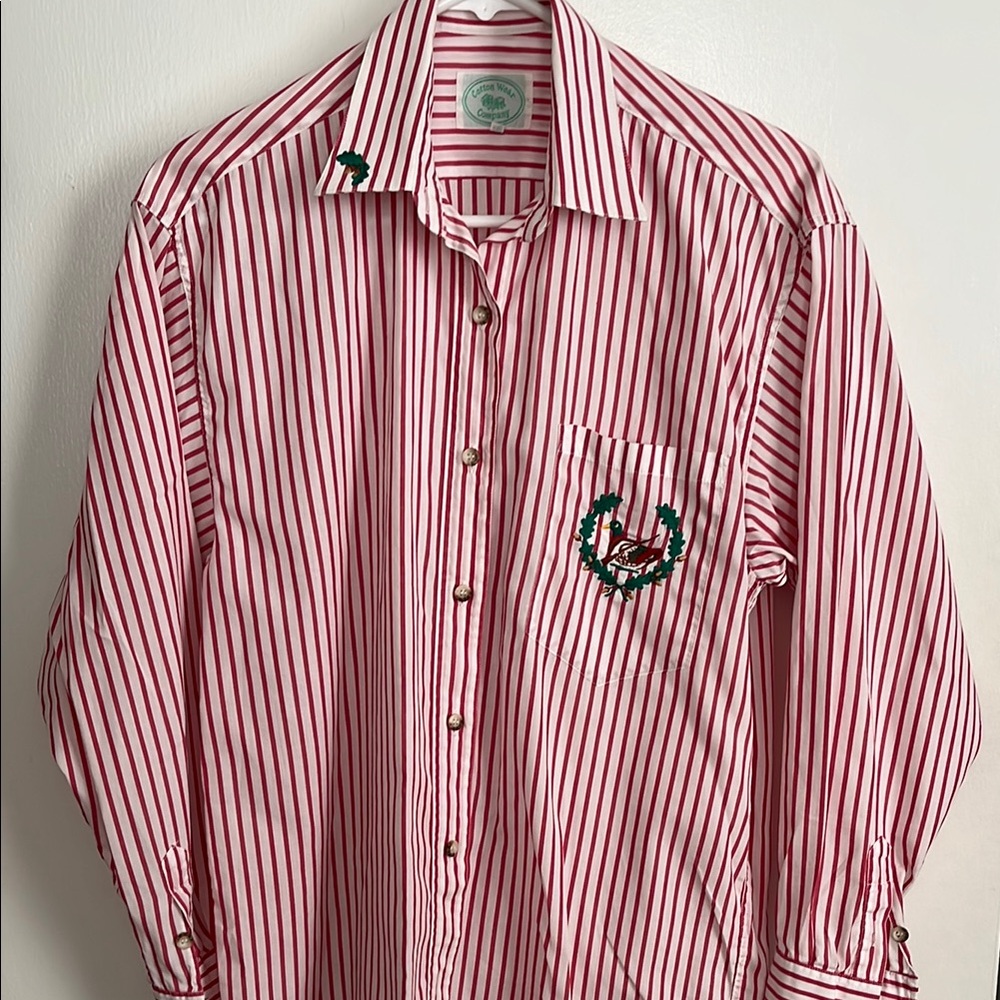 Cotton Wear Company - Red and White Striped Button Down Shirt